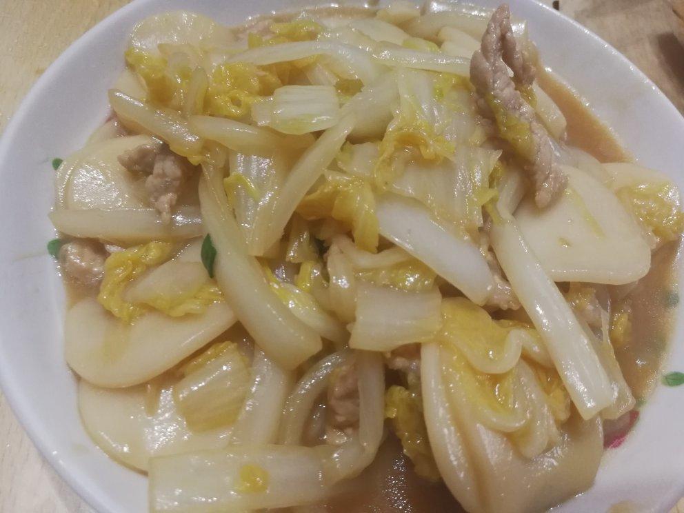 肉丝白菜炒年糕