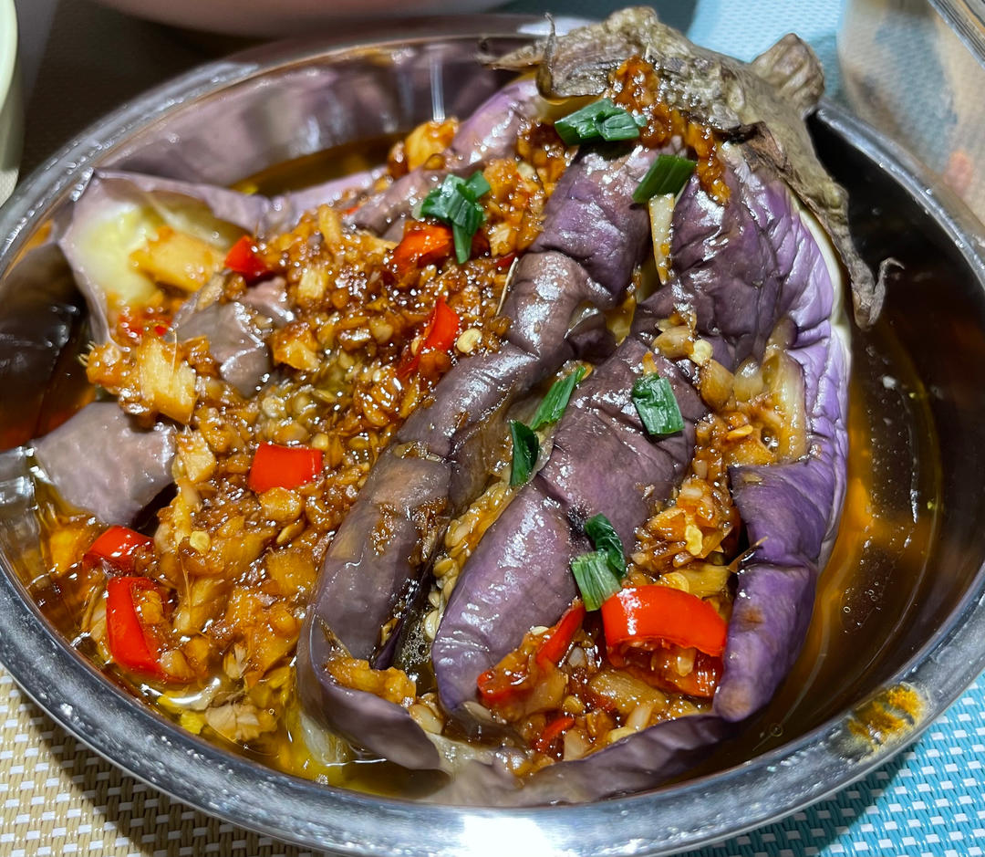 超级下饭的飘香剁椒蒜蓉蒸茄子🍆