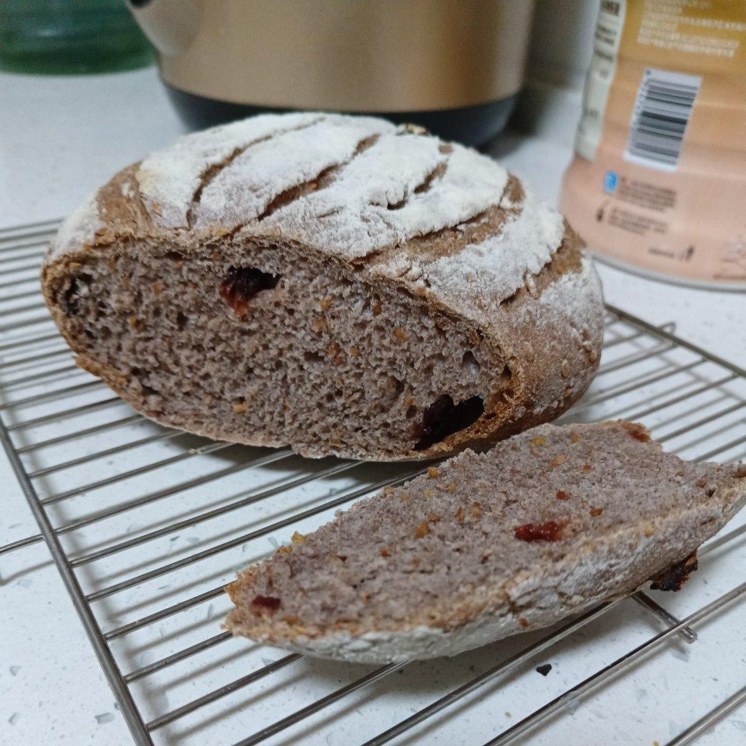 全麦亚麻籽免揉欧包