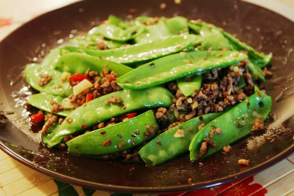 肉末炒荷兰豆
