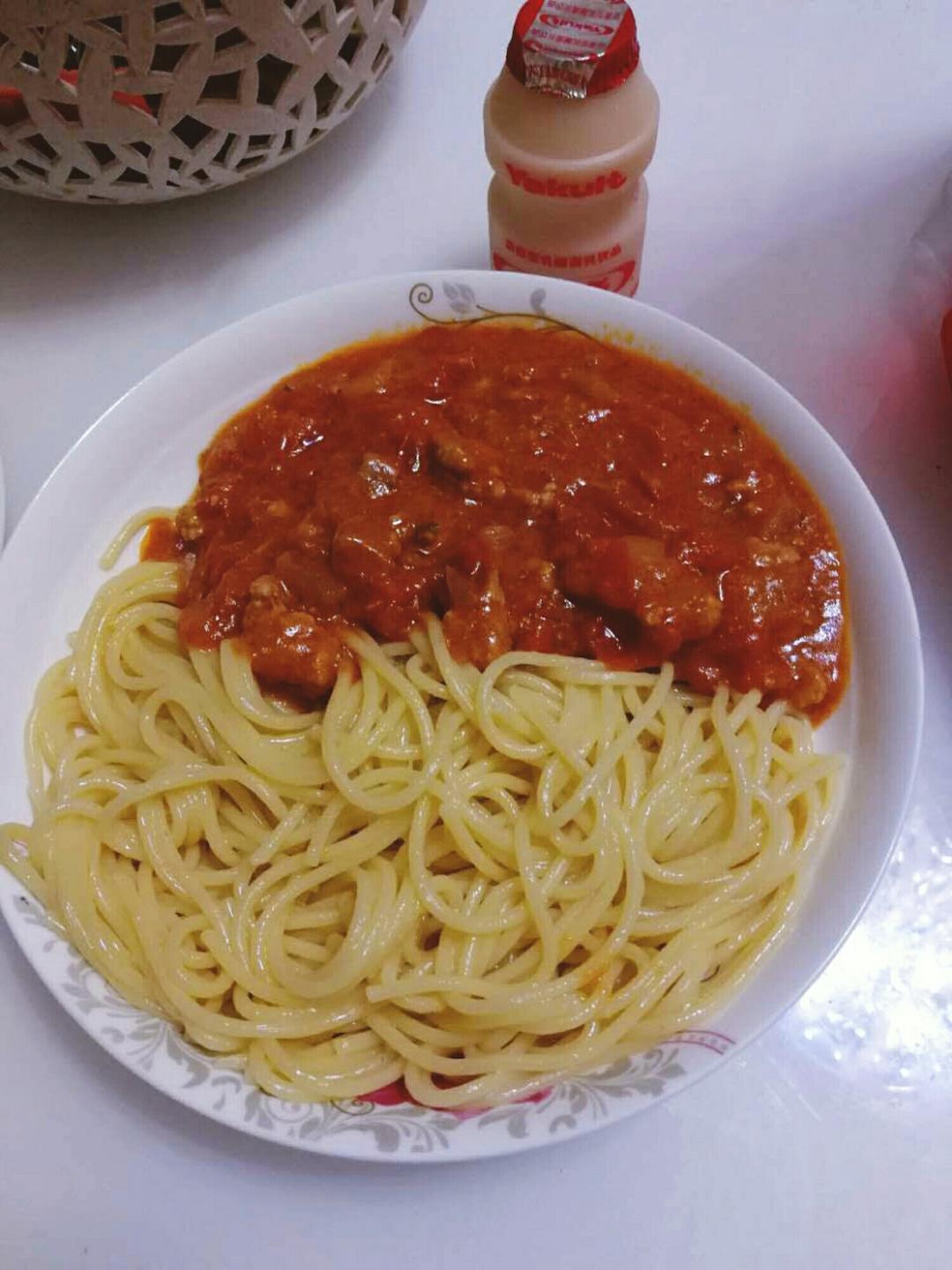 （完胜必胜客的）番茄肉酱意大利面～