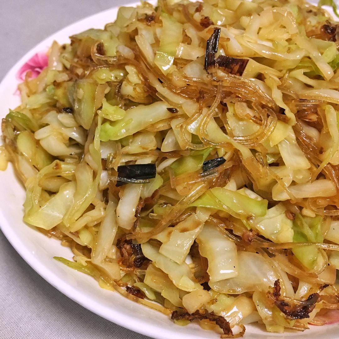 sscl做的卷心菜炒粉丝 glass noodles with cabbage