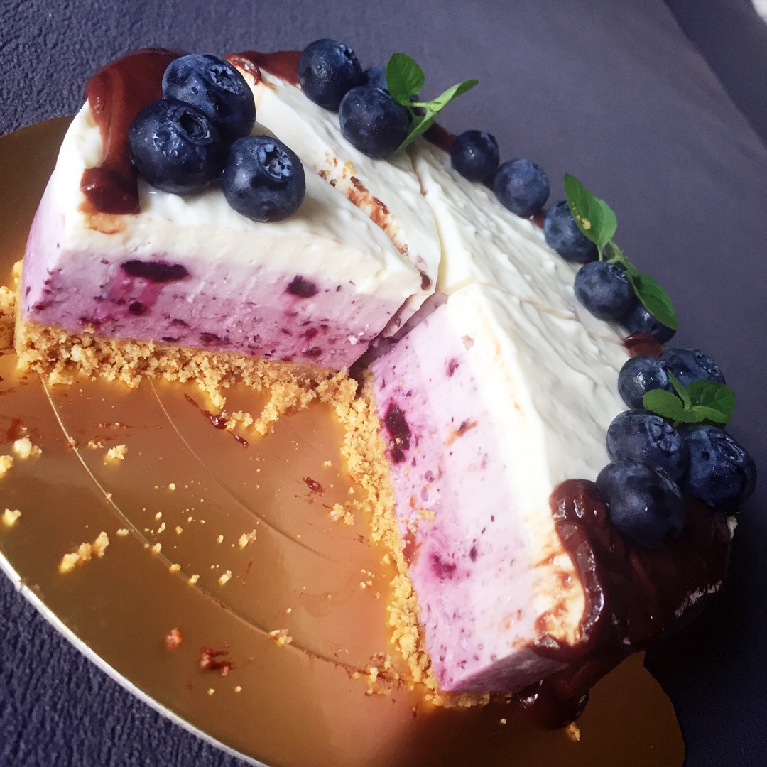 渐变蓝莓冻芝士蛋糕（免烤）