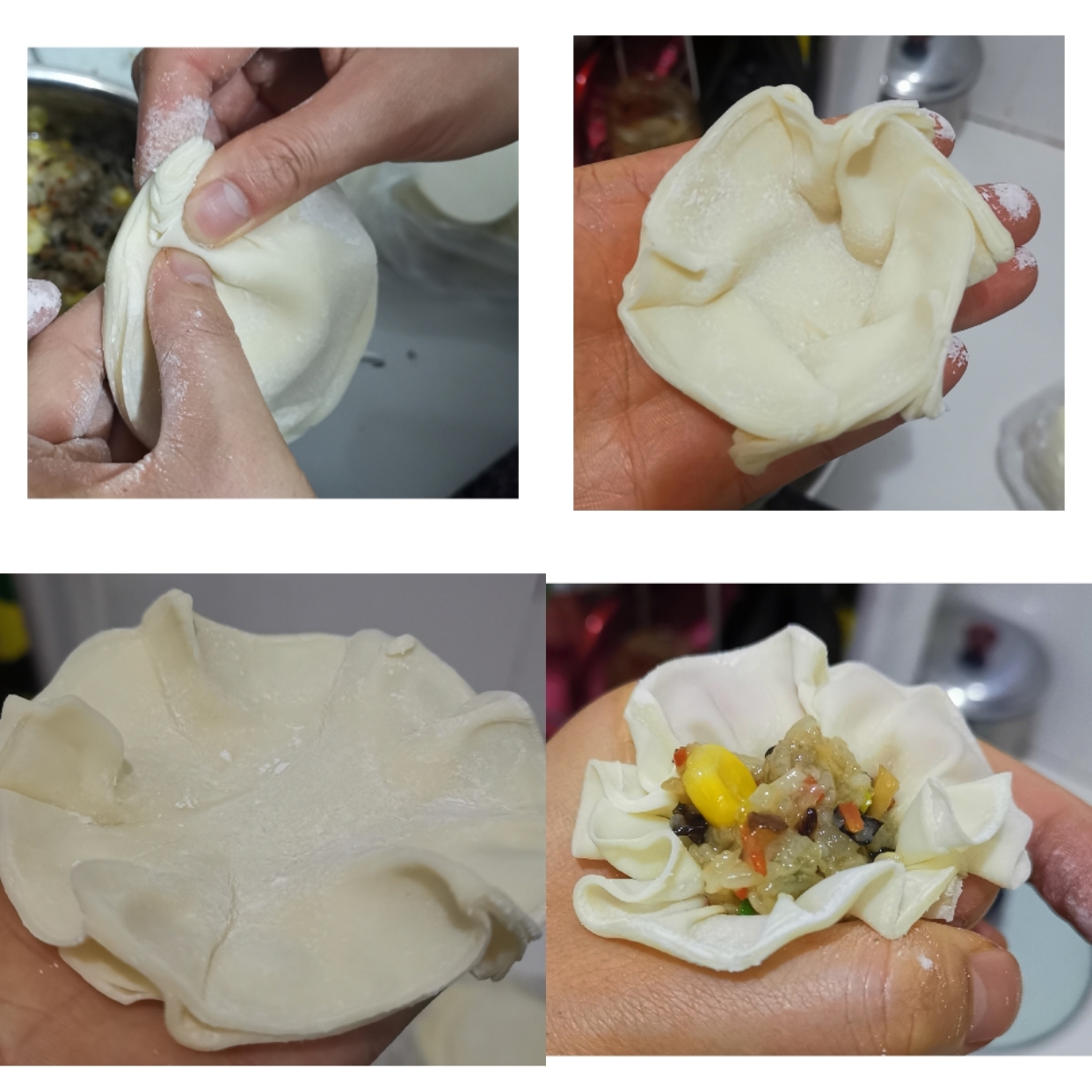 香菇肉丁烧麦       【饺子皮版】的做法 步骤8