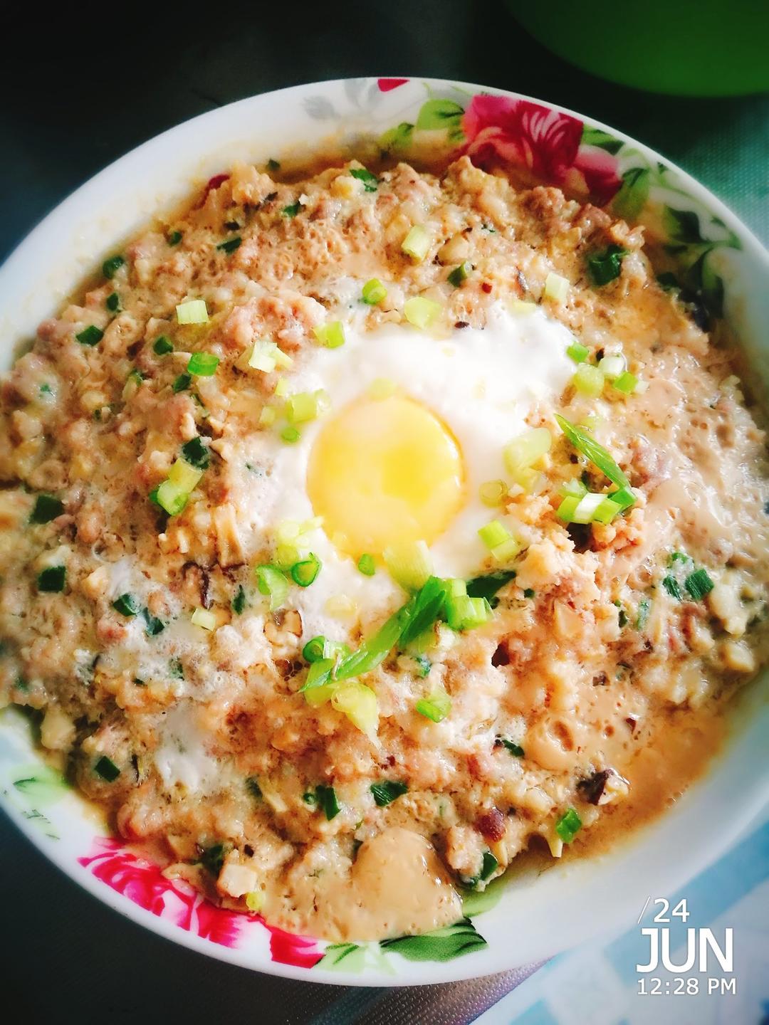 铛铛怎么了做的香菇蒸肉饼