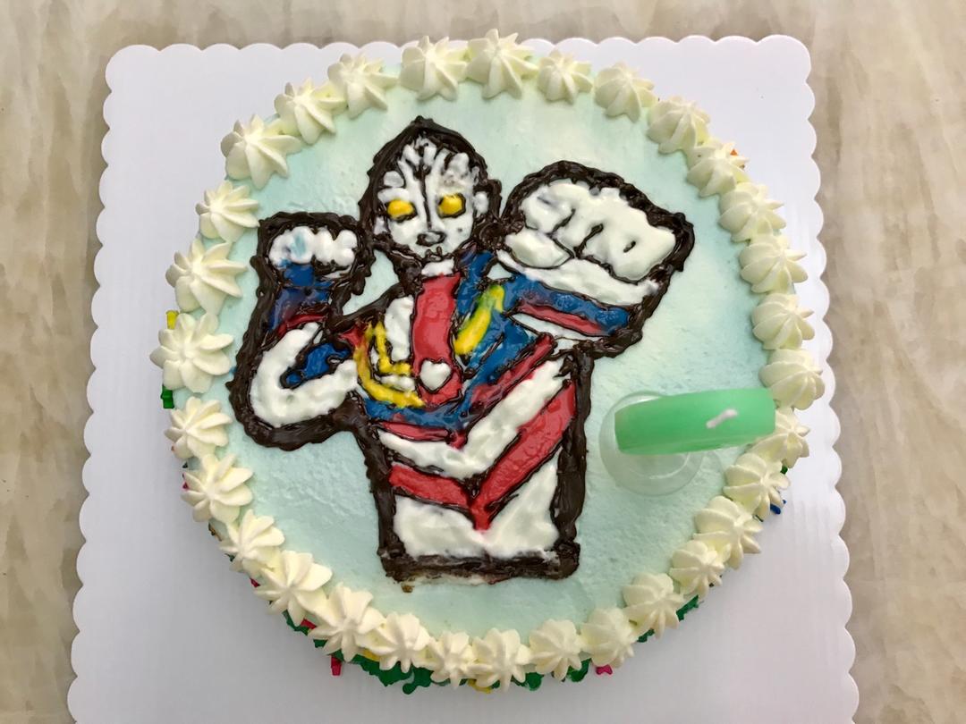 超级无敌美貌简单的刺绣风 奥特曼生日蛋糕