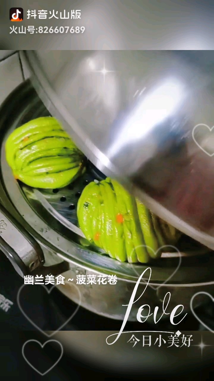 菠菜葱花卷（一次发酵简易版，附冬天快速发酵法）