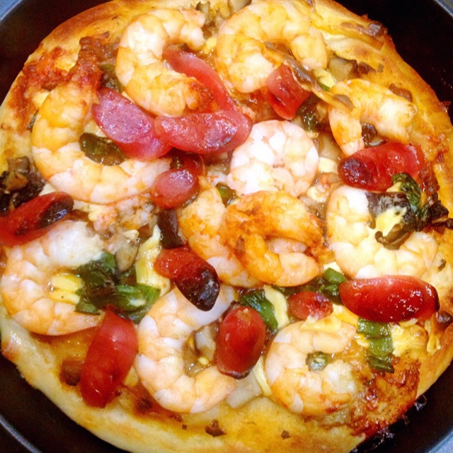 尹艳燕yetta做的厚底鲜虾培根披萨