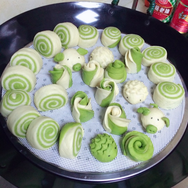 抹茶双色馒头