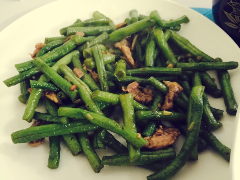 豆角炒肉片