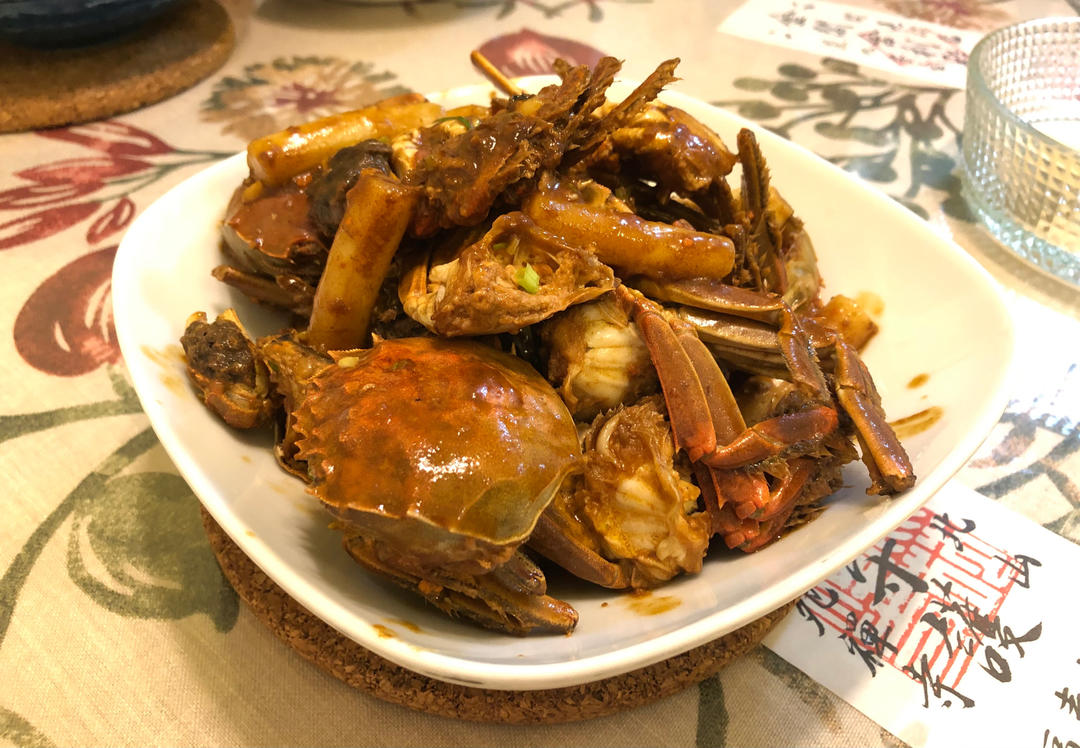 梭子蟹炒年糕～标准的江浙菜