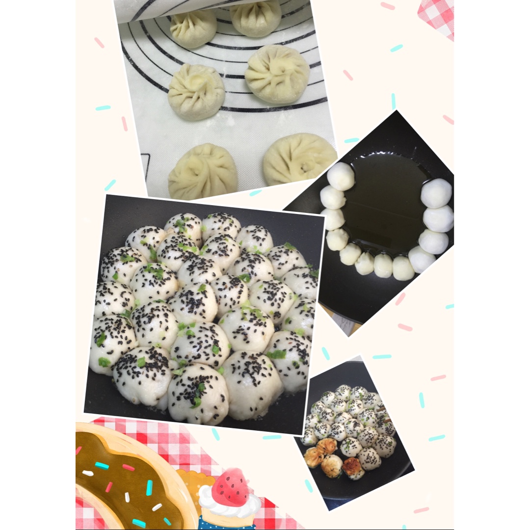 芝麻香葱虾仁生煎包