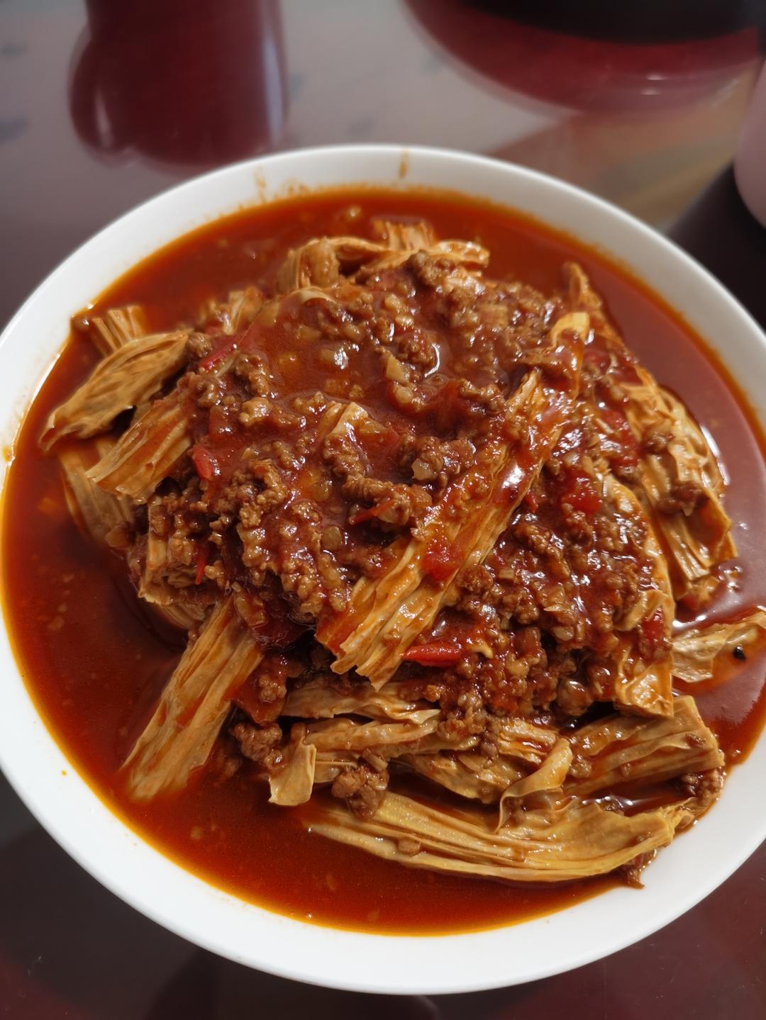 下饭神器来了！番茄肉末腐竹