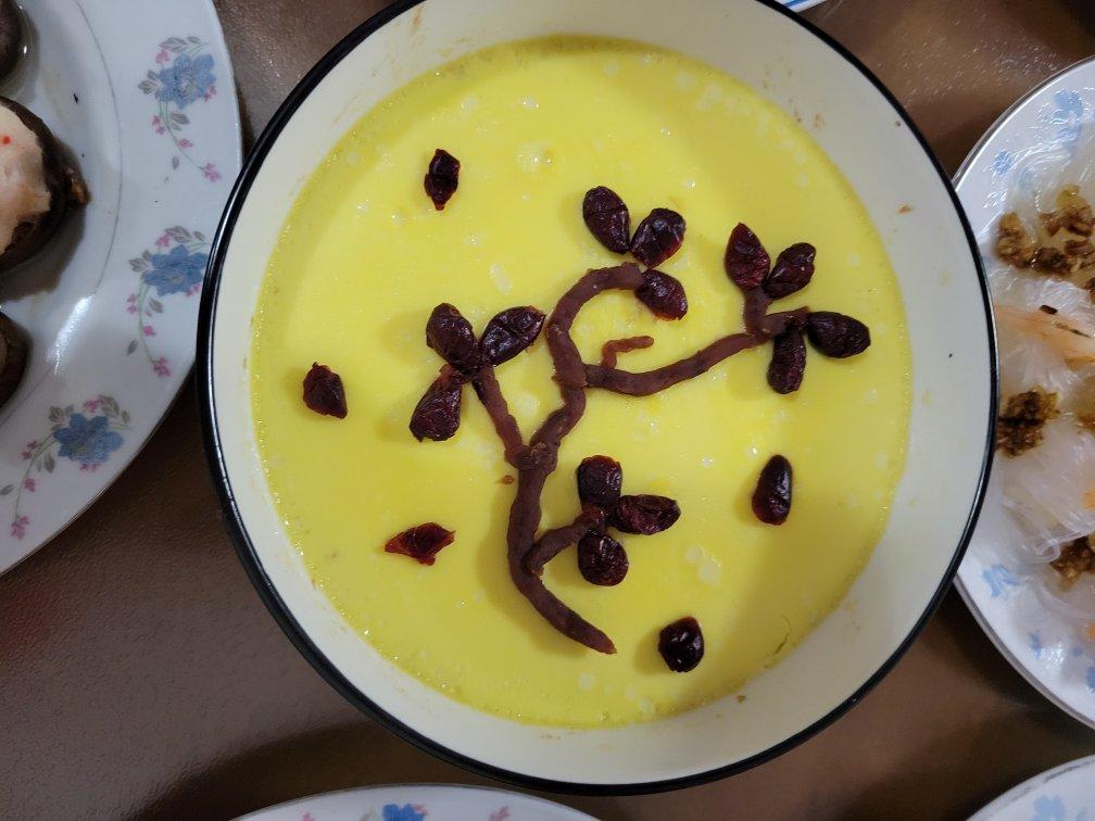 年夜菜腊梅报春鸡蛋羹