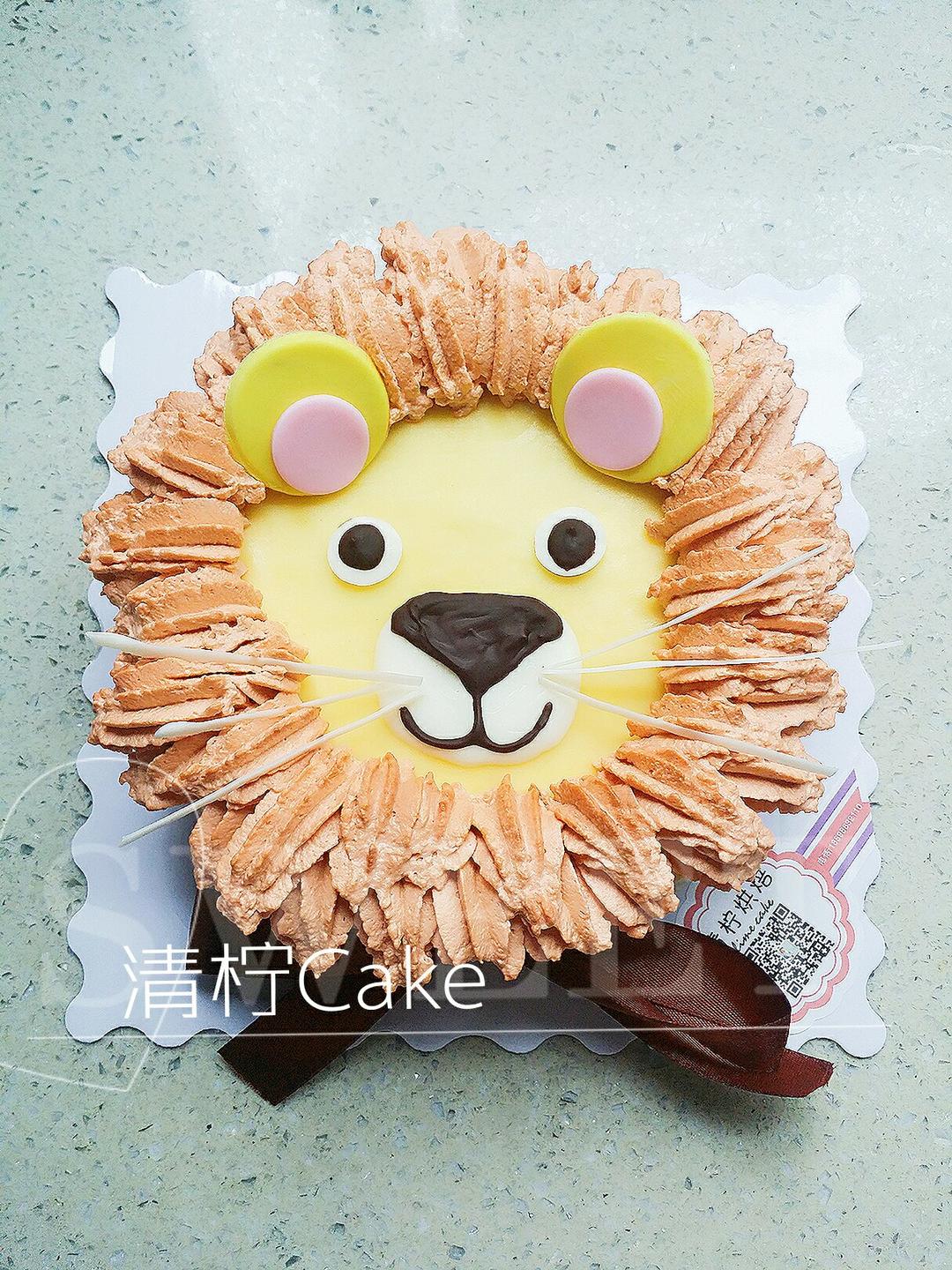 卡通狮子双色草莓芒果慕斯