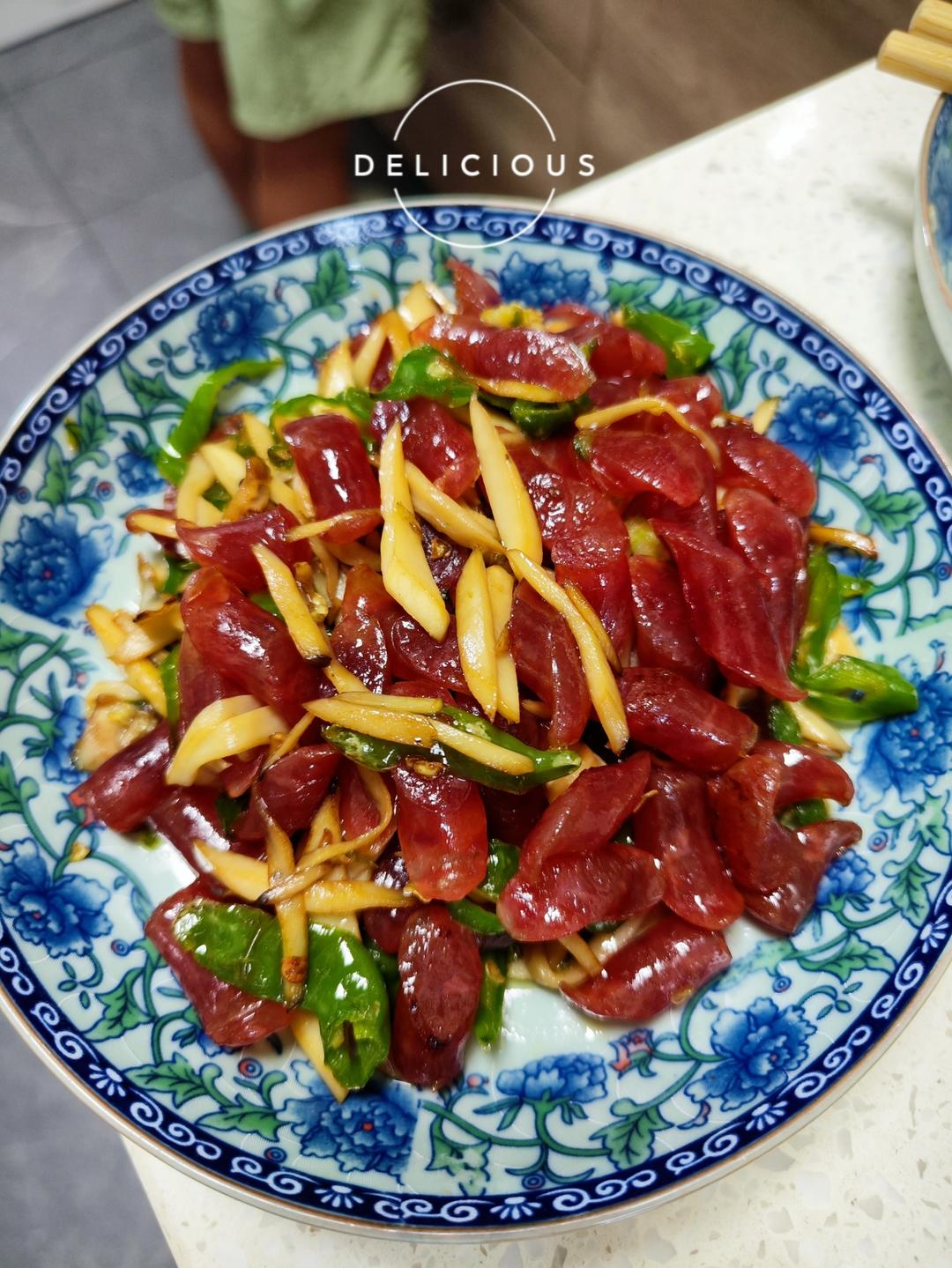 青椒杏鲍菇炒甜香肠