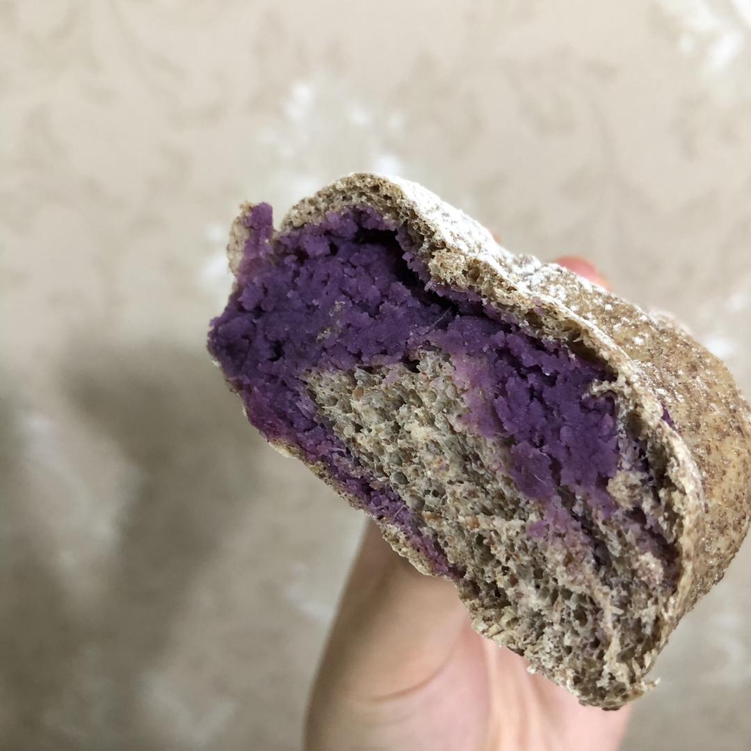 无油无糖纯全麦芋泥紫薯紫米面包