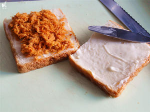 综合口味帕尼尼和辣肉松三明治的做法 步骤3