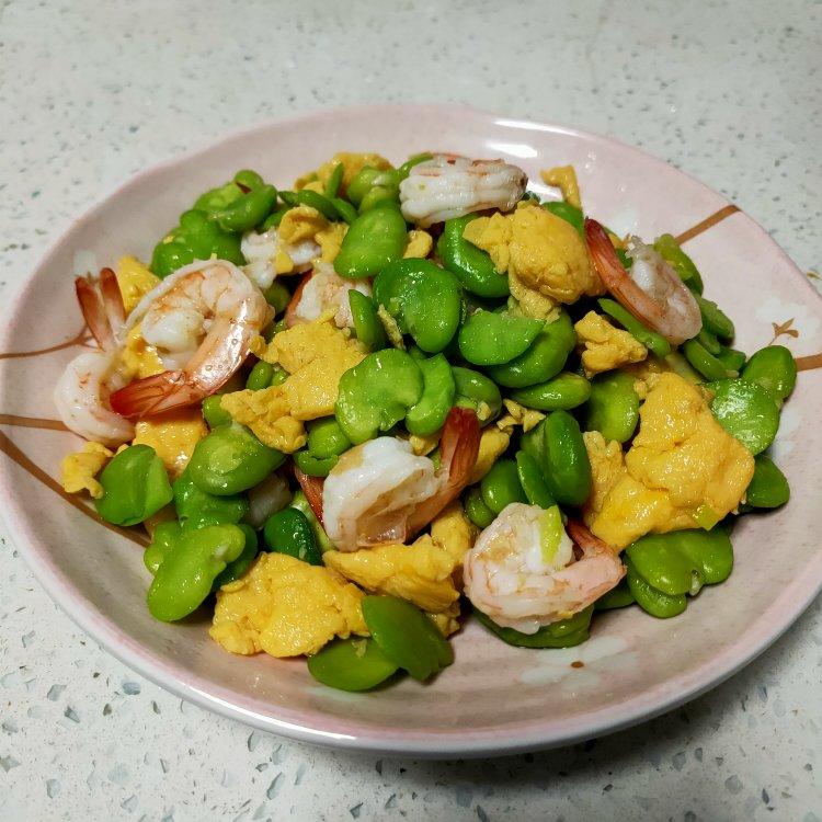 蚕豆瓣鸡蛋炒虾仁