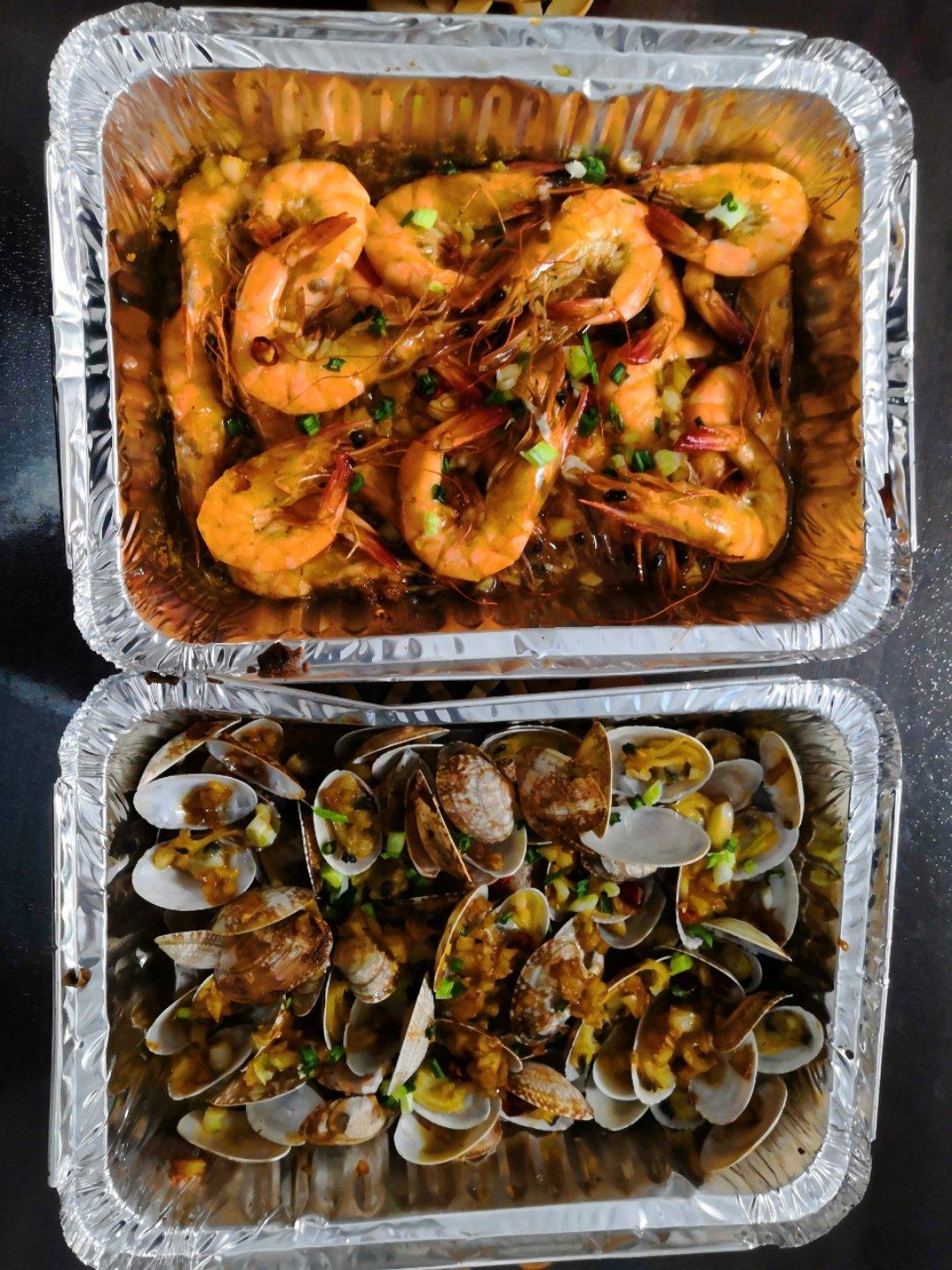 蒜蓉粉丝烤花蛤虾（烤箱版）