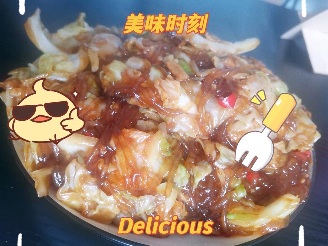 最近爱吃粉丝粉条～包菜炒粉丝