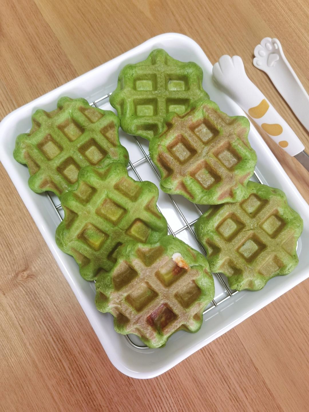 比利时菠菜华夫饼~发酵型更好吃~格子松饼
