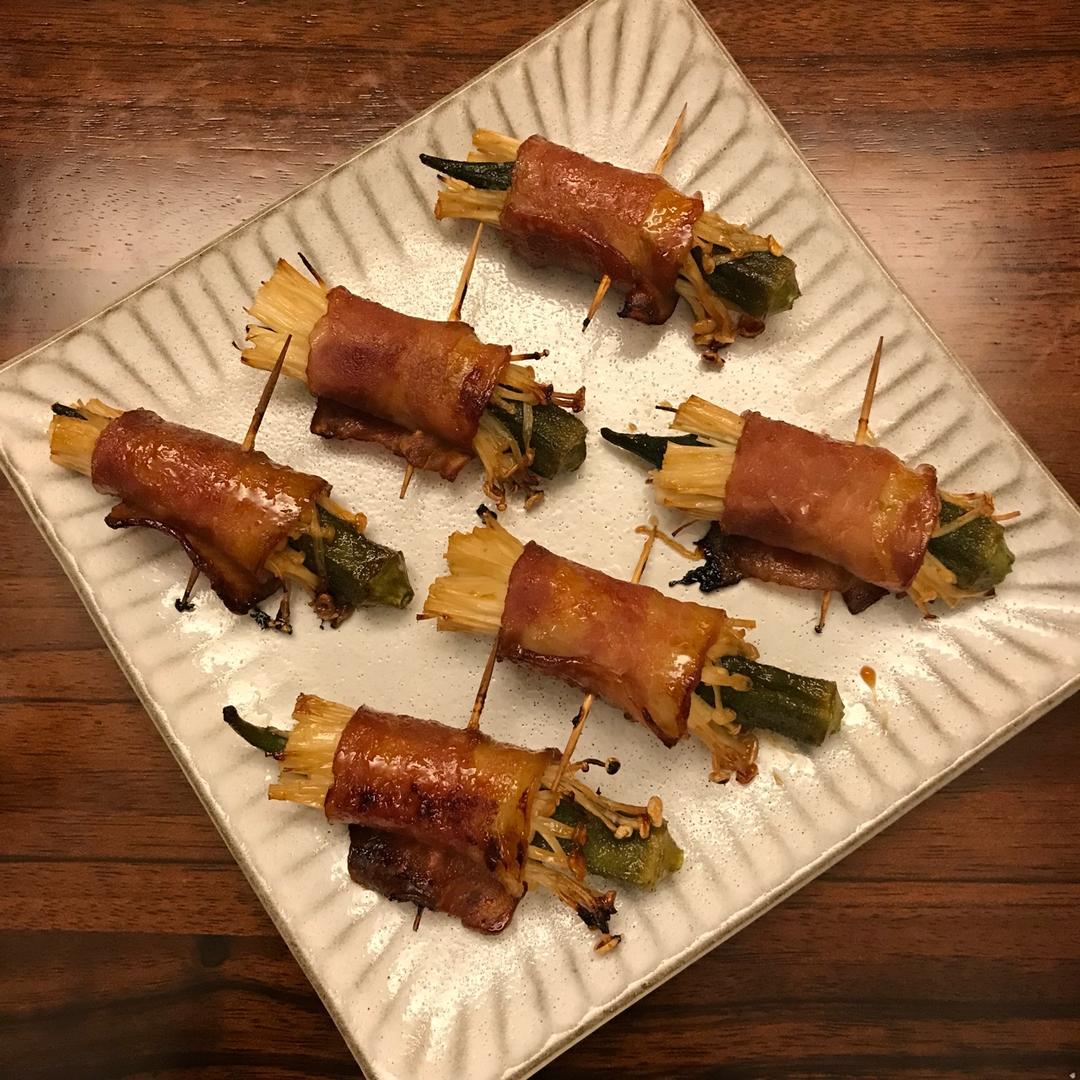 酱烤金针菇培根卷