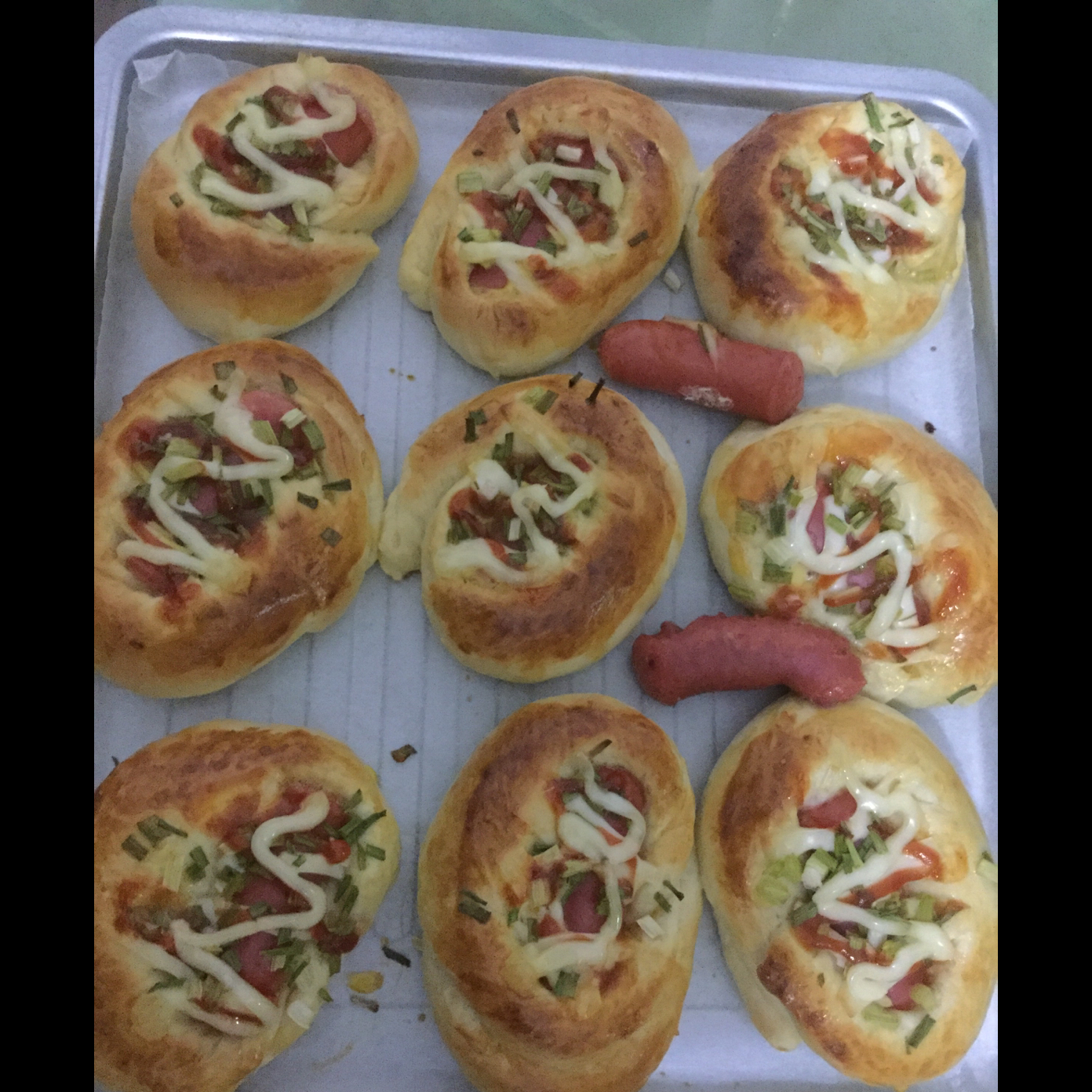 肠仔香葱芝士面包（橄榄油版）