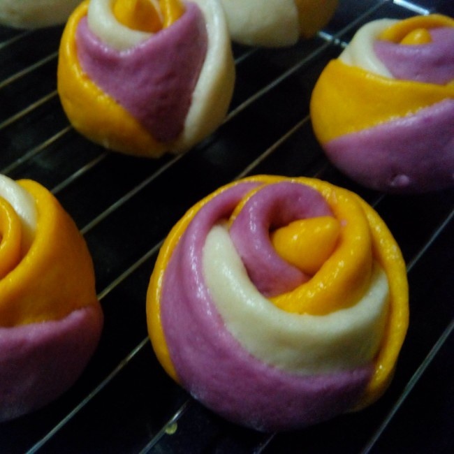 紫薯南瓜三色玫瑰的做法