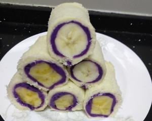 紫薯香蕉吐司卷（无油）的做法 步骤9