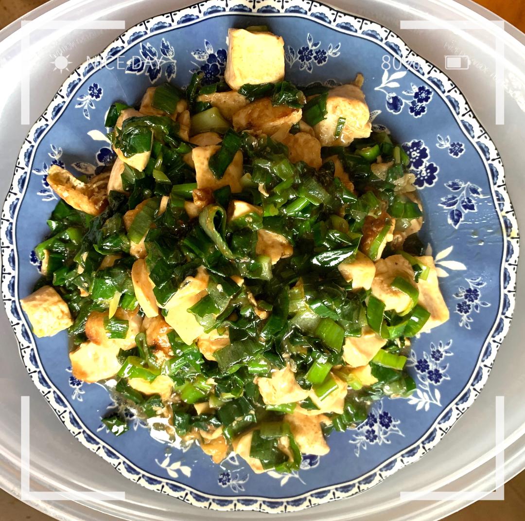 大葱炒豆腐-消耗葱叶之一简单快手菜2