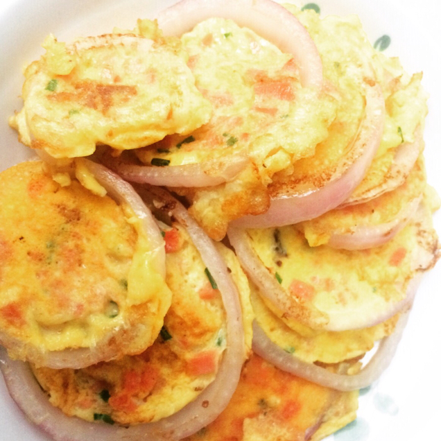 赞                  洋葱圈蛋饼              鸡蛋,玉米淀粉,胡萝卜