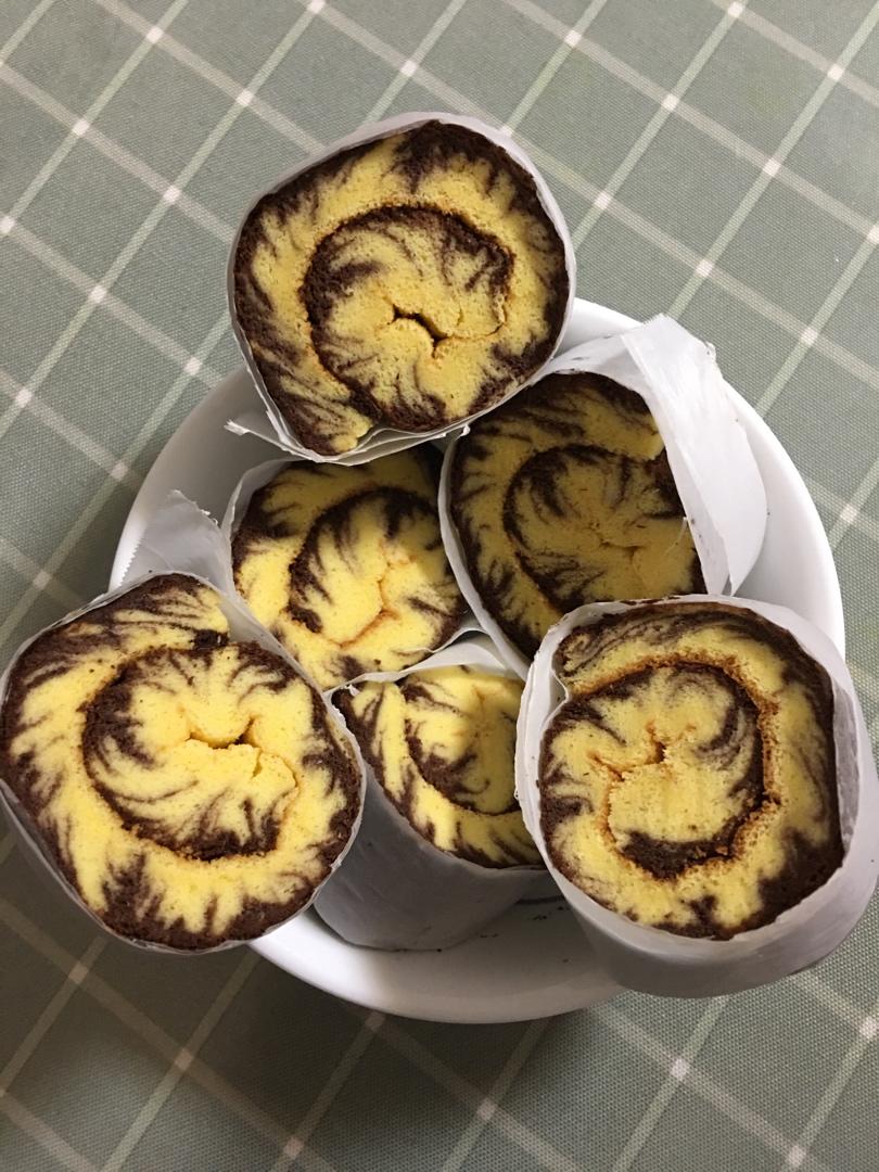 抹茶波点（条纹）蛋糕卷