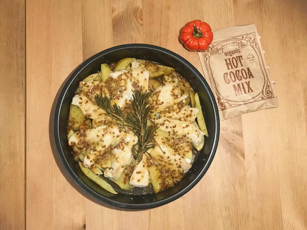 【健康三餐】蜂蜜芥末土豆烤鸡胸