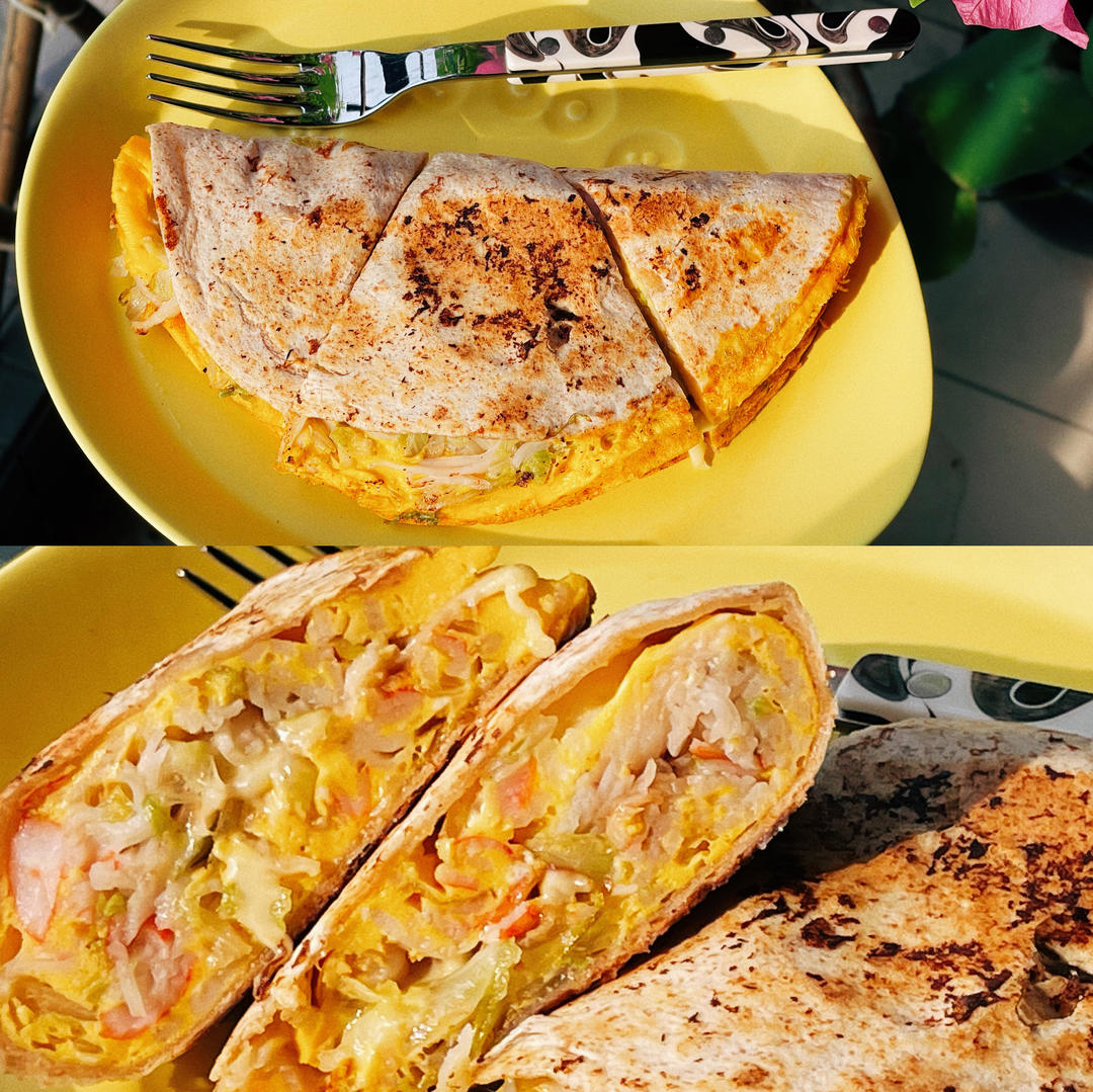 海鲜卷心菜蛋饼｜低脂高蛋白｜卷饼新吃法