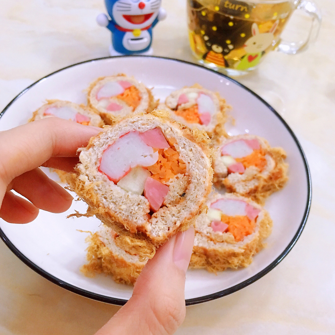 （全麦面包的创新吃法）（无米）蟹柳肉松寿司卷