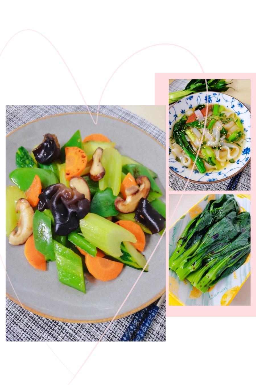 素🉑无油清汤河粉、素菜小炒、白灼菜心，感恩吃素🙏