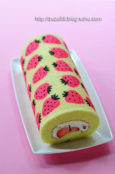 彩绘草莓蛋糕卷的做法