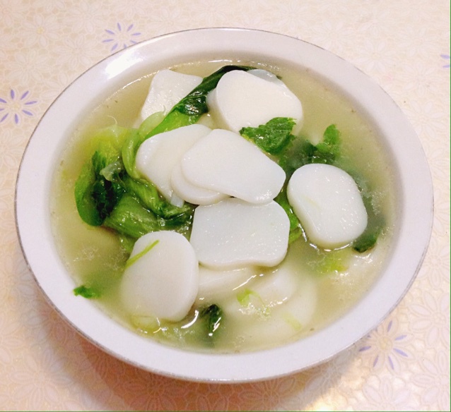 源源懒熊猫做的青菜煮年糕