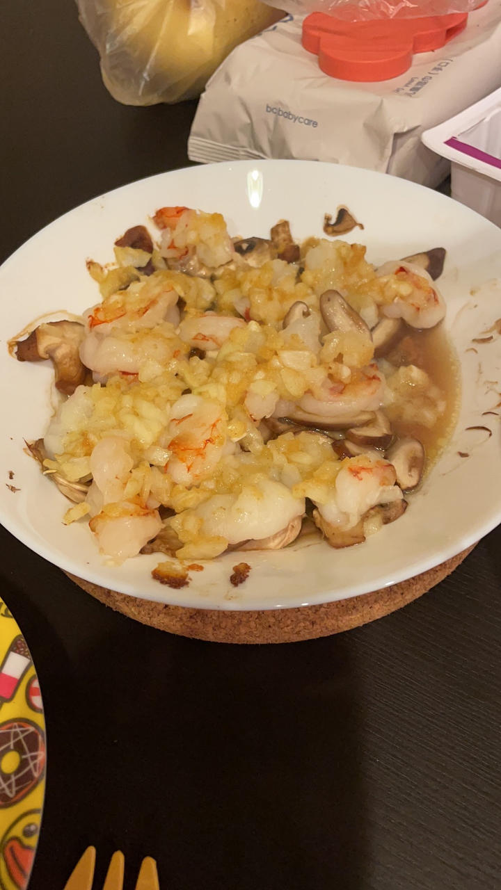 西班牙蒜香菌菇虾仁 （少油烤箱版）