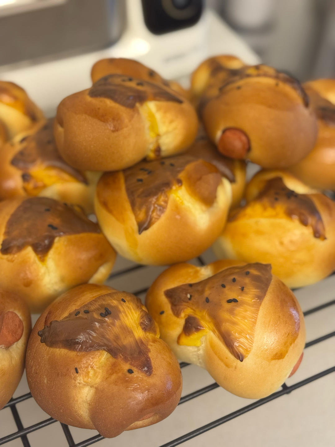 可爱的火腿芝士小面包｜一次发酵，早餐可以n刷的面包