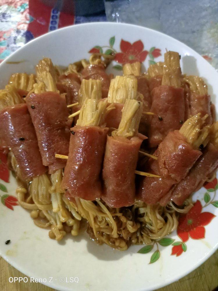 快手十分钟【金针菇培根卷】