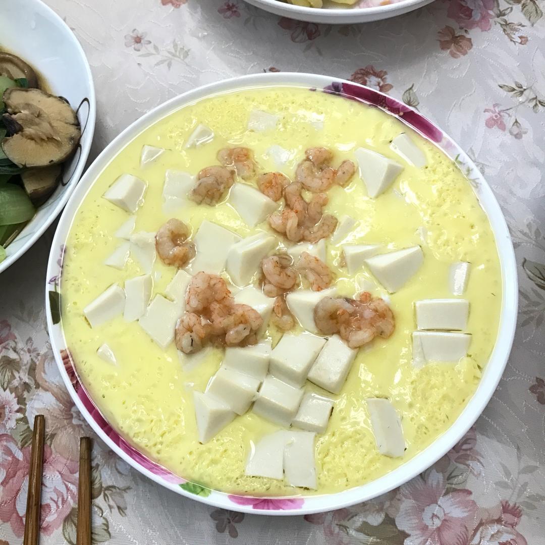 虾仁豆腐蒸水蛋
