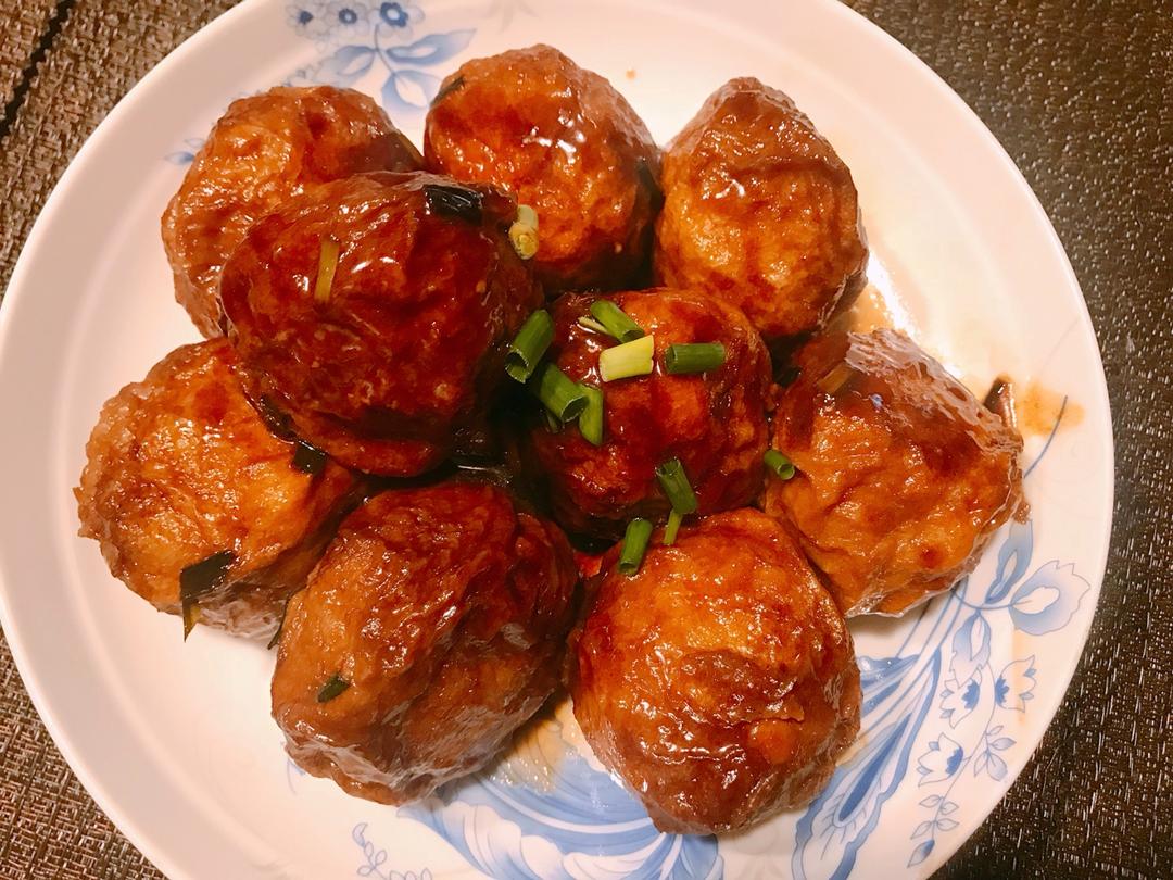 红烧油面筋塞肉