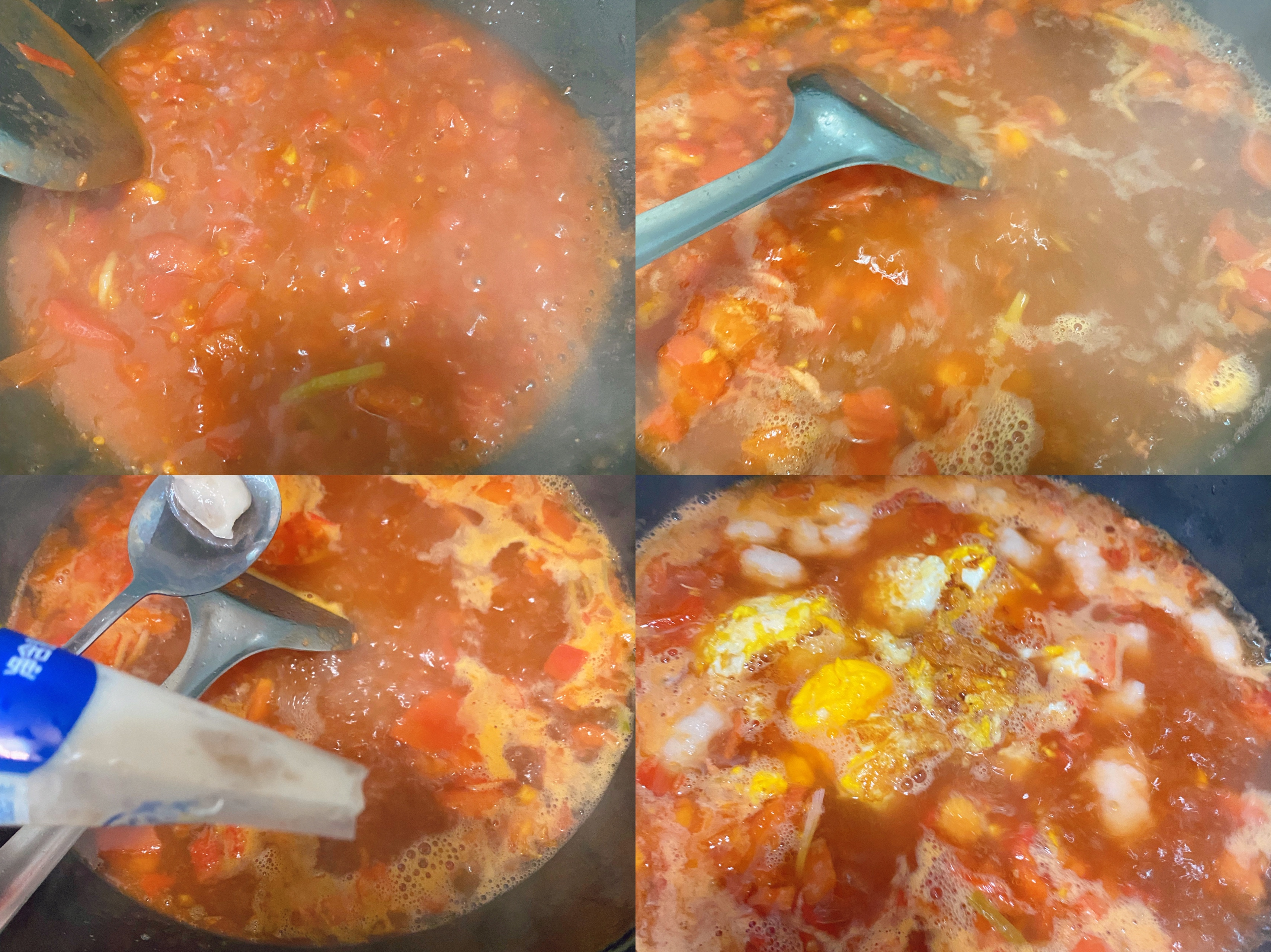 鲜美的番茄虾滑鸡蛋面的做法 步骤4