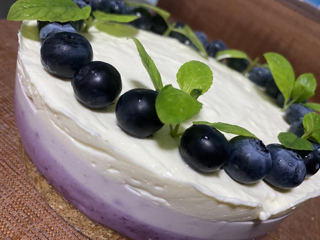 渐变蓝莓冻芝士蛋糕（免烤）