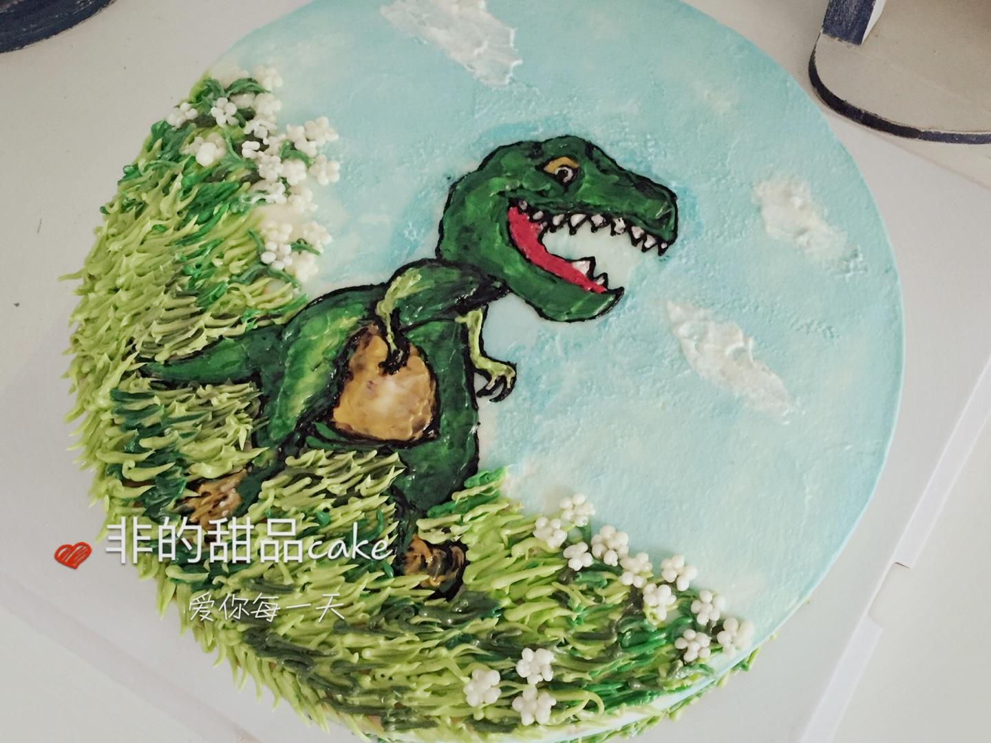 手绘恐龙场景蛋糕