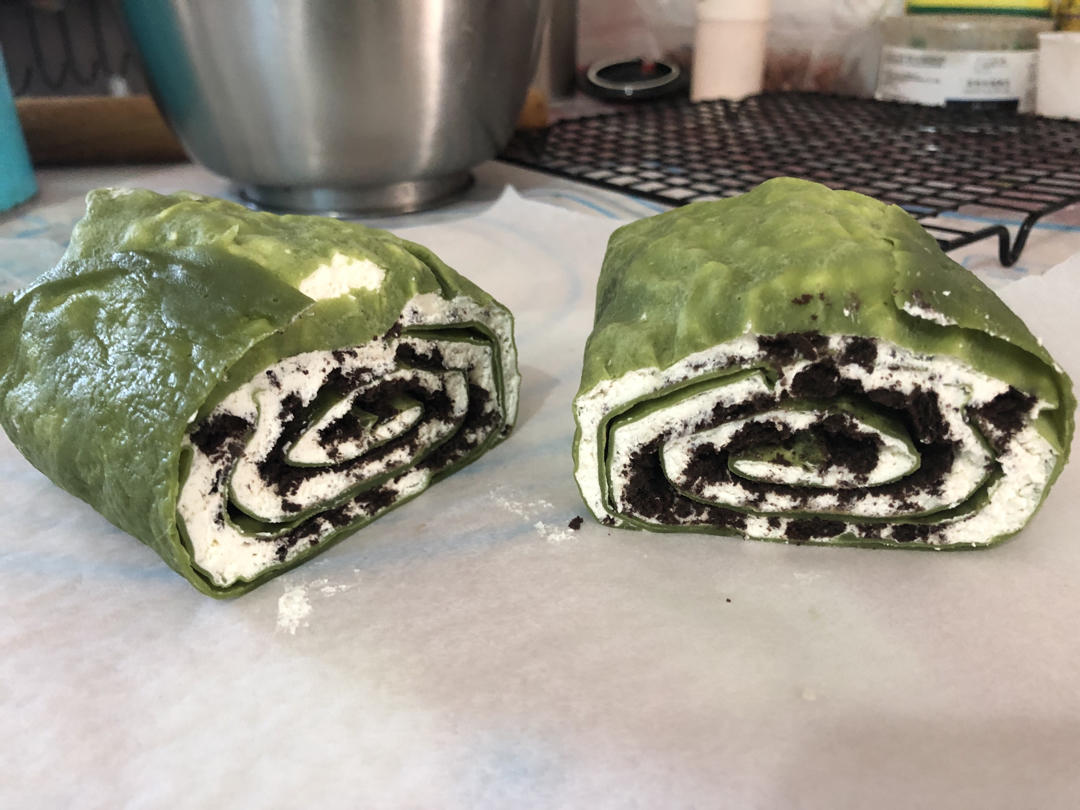 抹茶奥利奥毛巾卷（附零失败千层饼皮技巧➕咸奶油配比）
