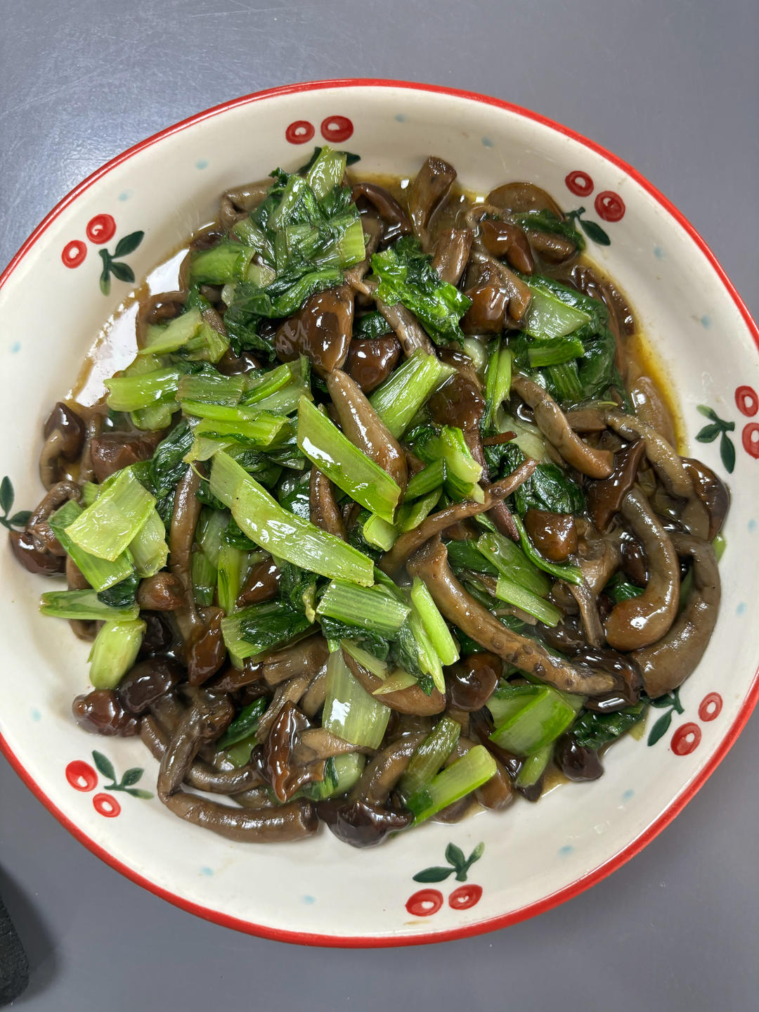 肉炒小白菜滑子蘑