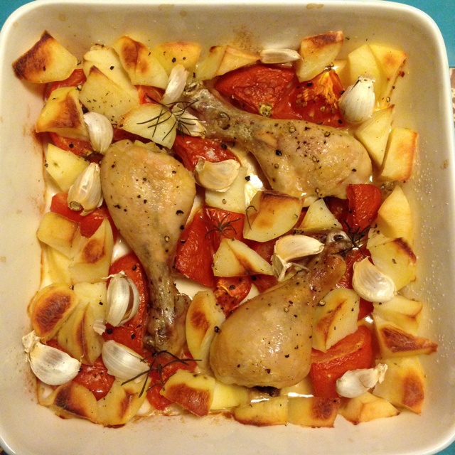 番茄香蒜烤鸡腿